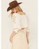 Image #4 - Shyanne Women's Embellished Tie Front Peasant Top , Cream, hi-res