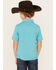 Image #4 - Rock & Roll Denim Boys' Striped Print Short Sleeve Polo Shirt, Teal, hi-res