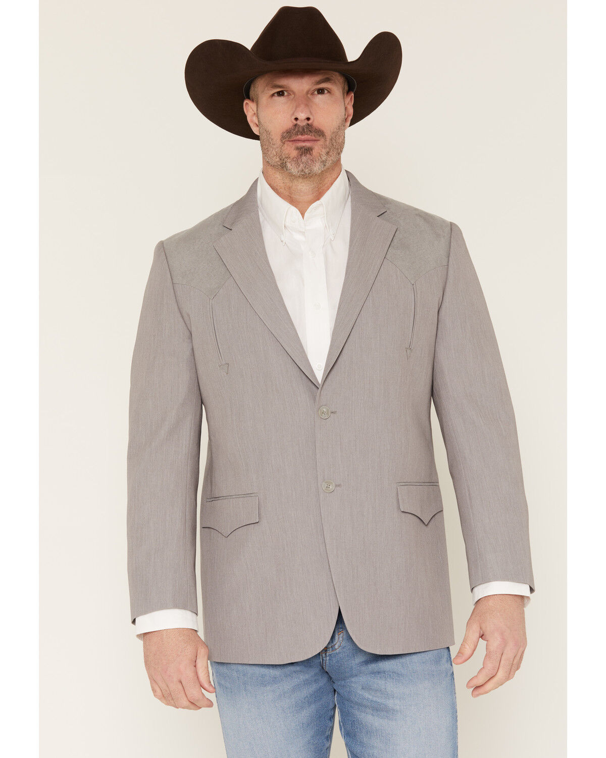 Image #1 - Cody James Men's The Big Spring Faux Suede Button-Down Sportcoat, Light Grey, hi-res