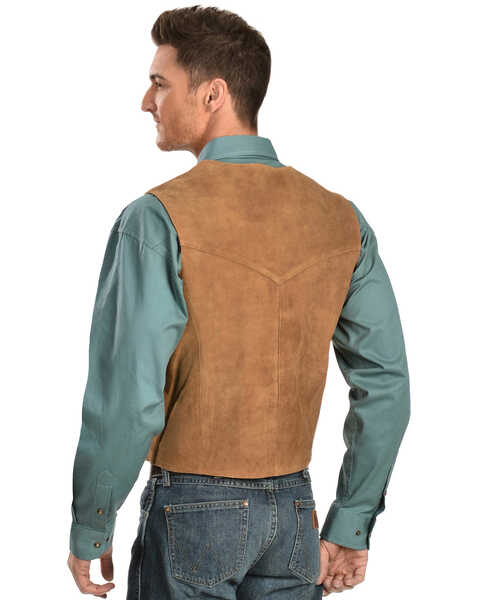 Image #3 - Scully Men's Lambskin  Calf Suede Snap Front Vest, Rust, hi-res