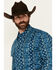 Image #2 - Wrangler Men's Checotah Southwestern Striped Long Sleeve Pearl Snap Western Shirt - Big, Blue, hi-res