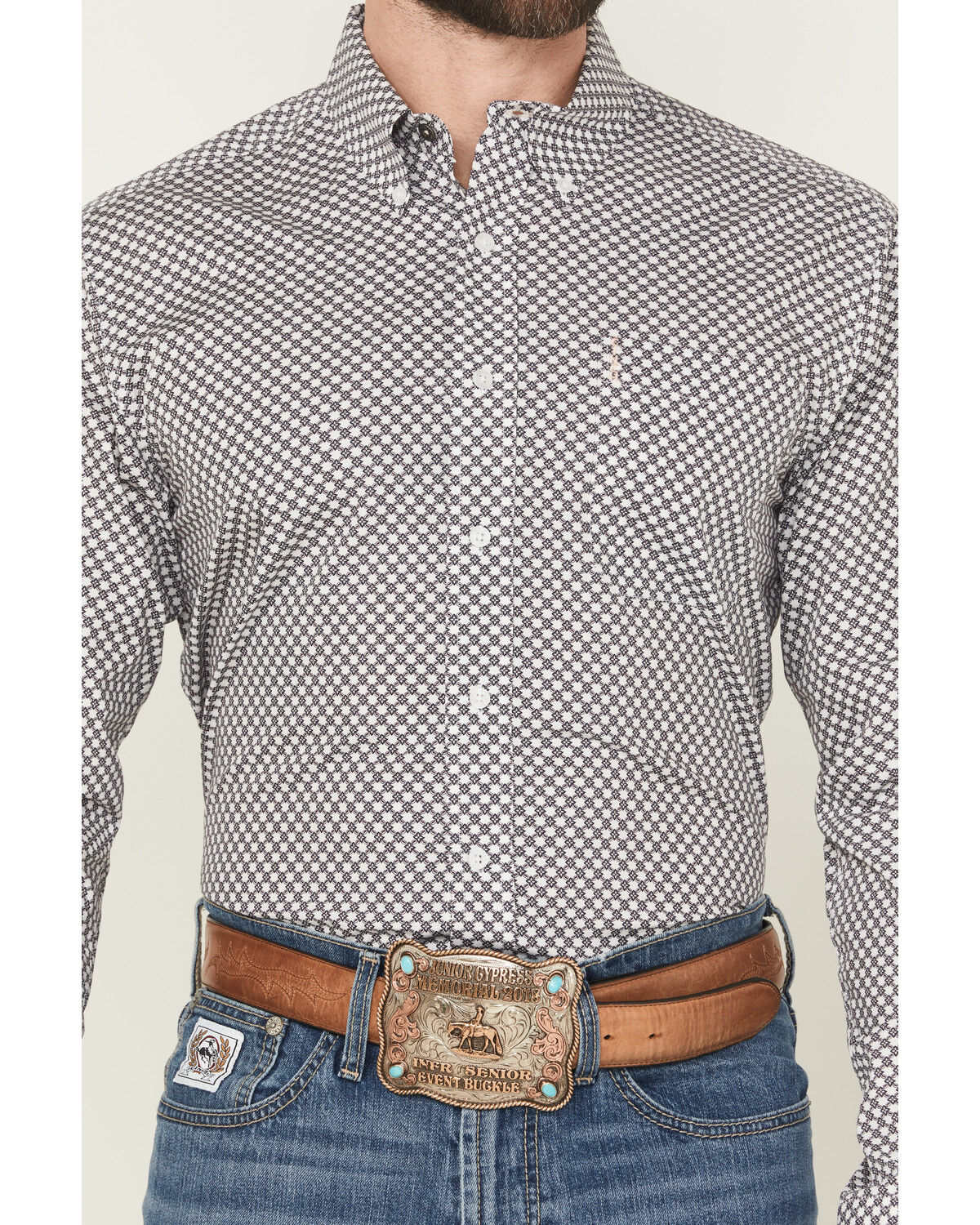 Image #3 - Cinch Men's Floral Geo Print Modern Fit Long Sleeve Button-Down Western Shirt, White, hi-res