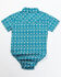 Image #3 - Shyanne Infant Girls' Rodeo Print Short Sleeve Pearl Snap Onesie, Teal, hi-res