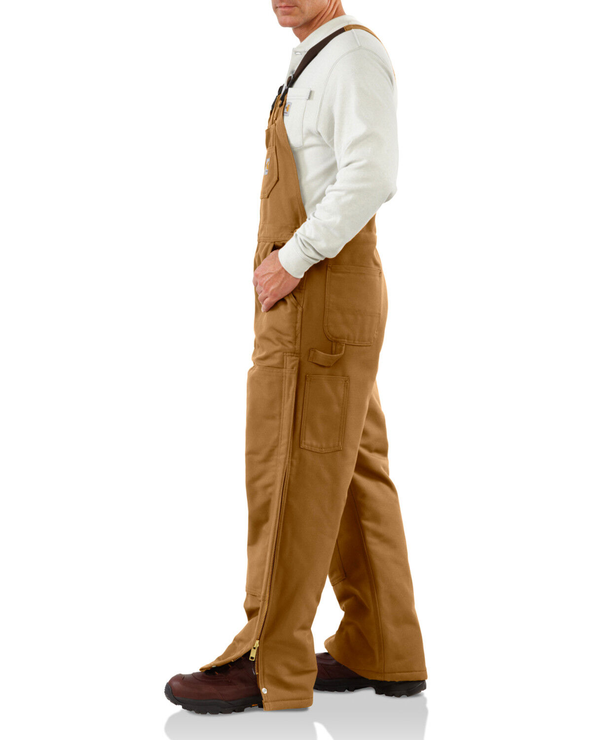 Image #7 - Carhartt Men's FR Duck Quilt-Lined Bib Overalls - Big & Tall, Carhartt Brown, hi-res