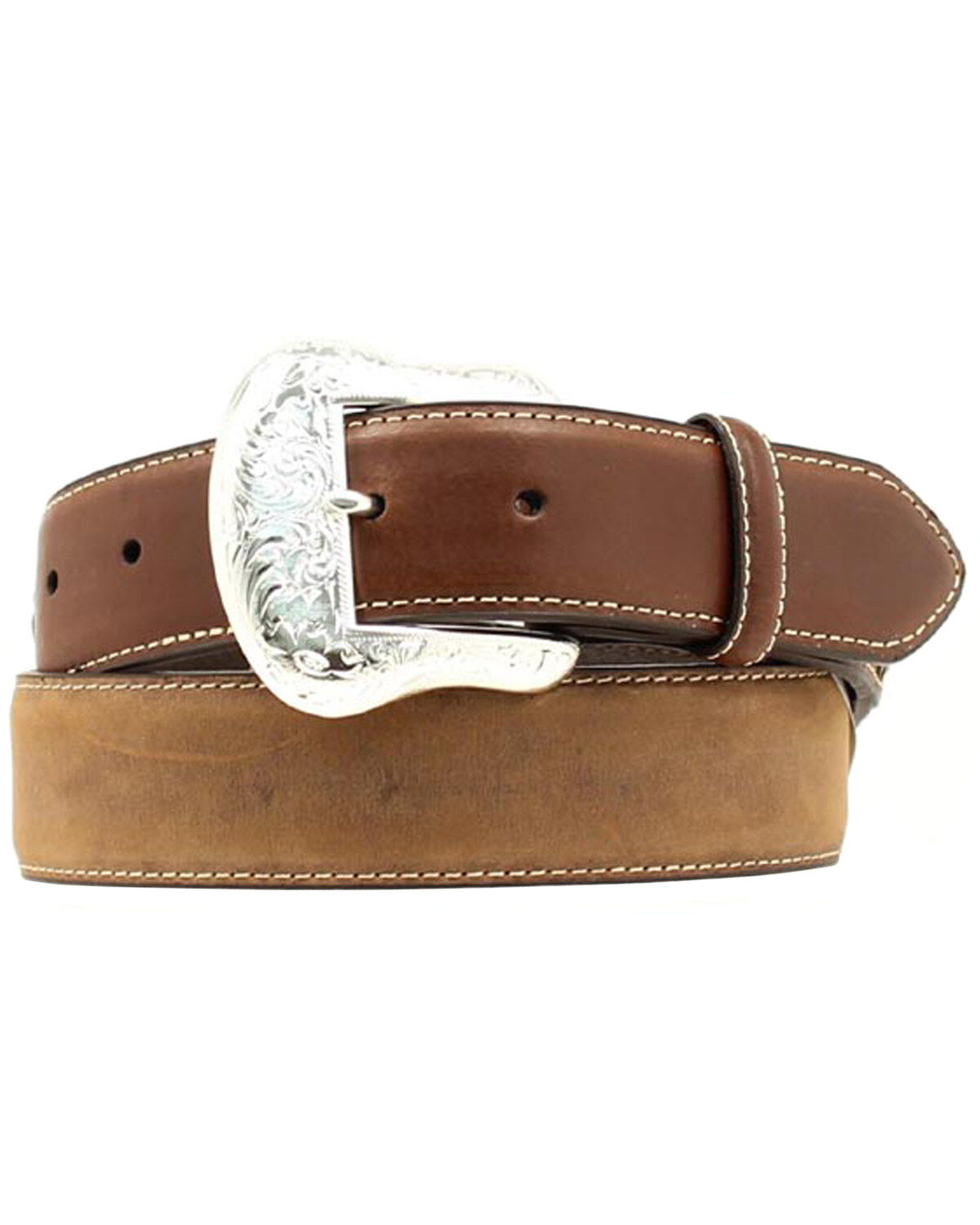 Nocona Men's Top Hand Lace Billet Diamond Concho Belt - Big, Med Brown, hi-res