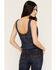 Image #4 - Wrangler Women's Dark Wash Pleated Sleeve Snap Denim Tank Top, Dark Wash, hi-res