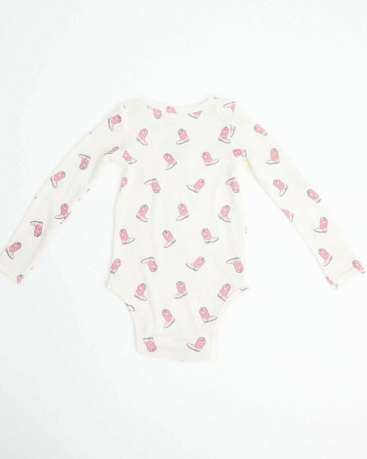 Image #3 - Angel Dear Infant Girls' Cowgirl Boot Long Sleeve Snap Onesie, Ivory, hi-res