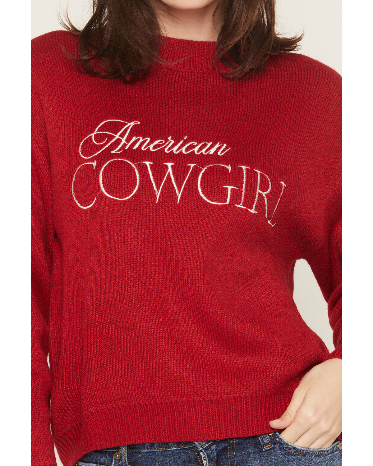 Image #3 - Baevely Women's American Cowgirl Sweater, Red, hi-res