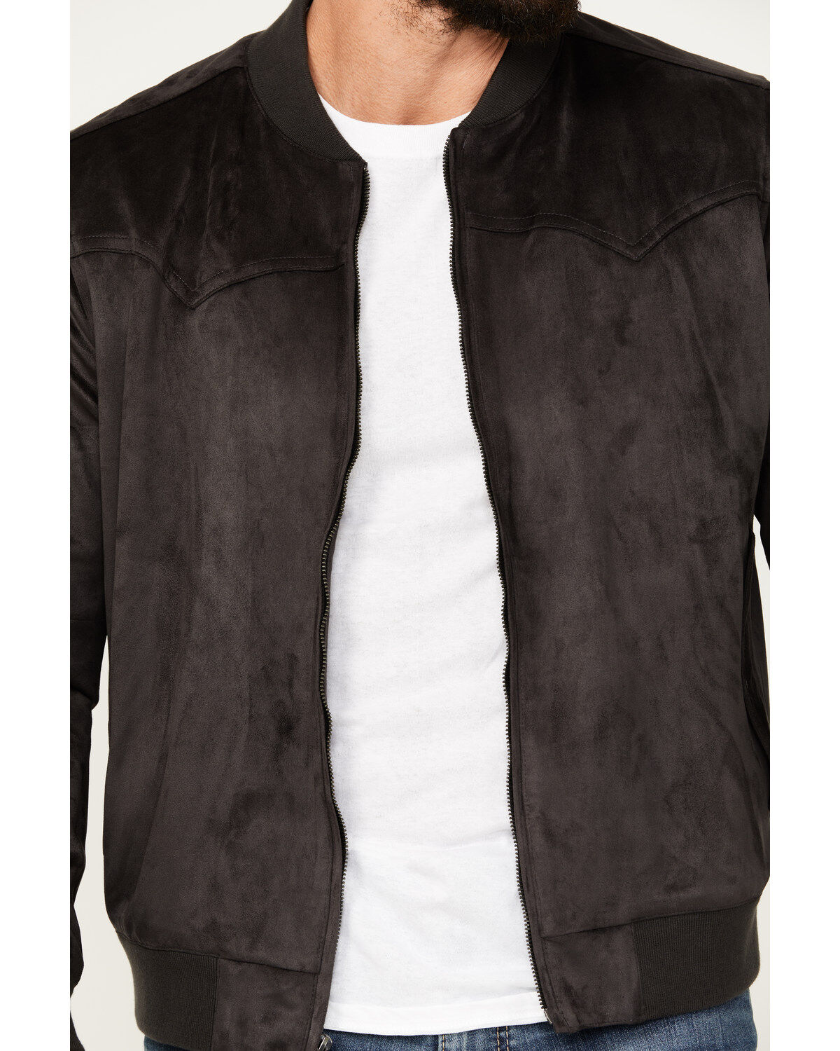 Image #3 - Moonshine Spirit&reg; Men's Faux Suede Bomber Jacket, Charcoal, hi-res