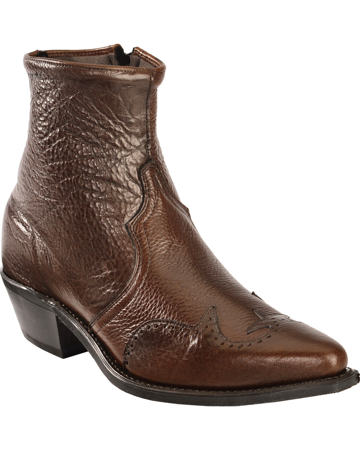 Abilene Men's 7" Wingtip Zip Boots, Chocolate, hi-res