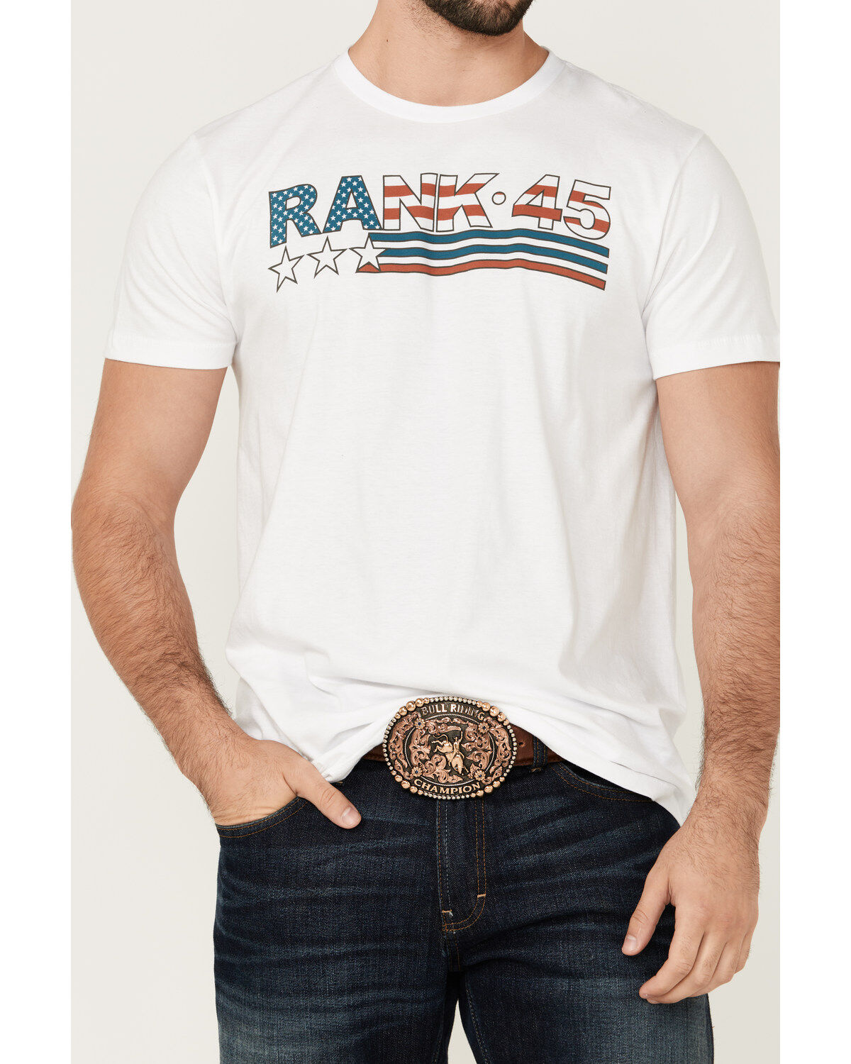Image #3 - RANK 45&reg; Men's Americana Logo Short Sleeve Graphic T-Shirt, White, hi-res
