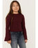 Image #1 - Shyanne Girls' Long Sleeve Bell Shirt, Burgundy, hi-res