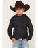 Image #1 - Burlebo Boys' Camo Print Hooded Stretch Performance Shirt, Black, hi-res