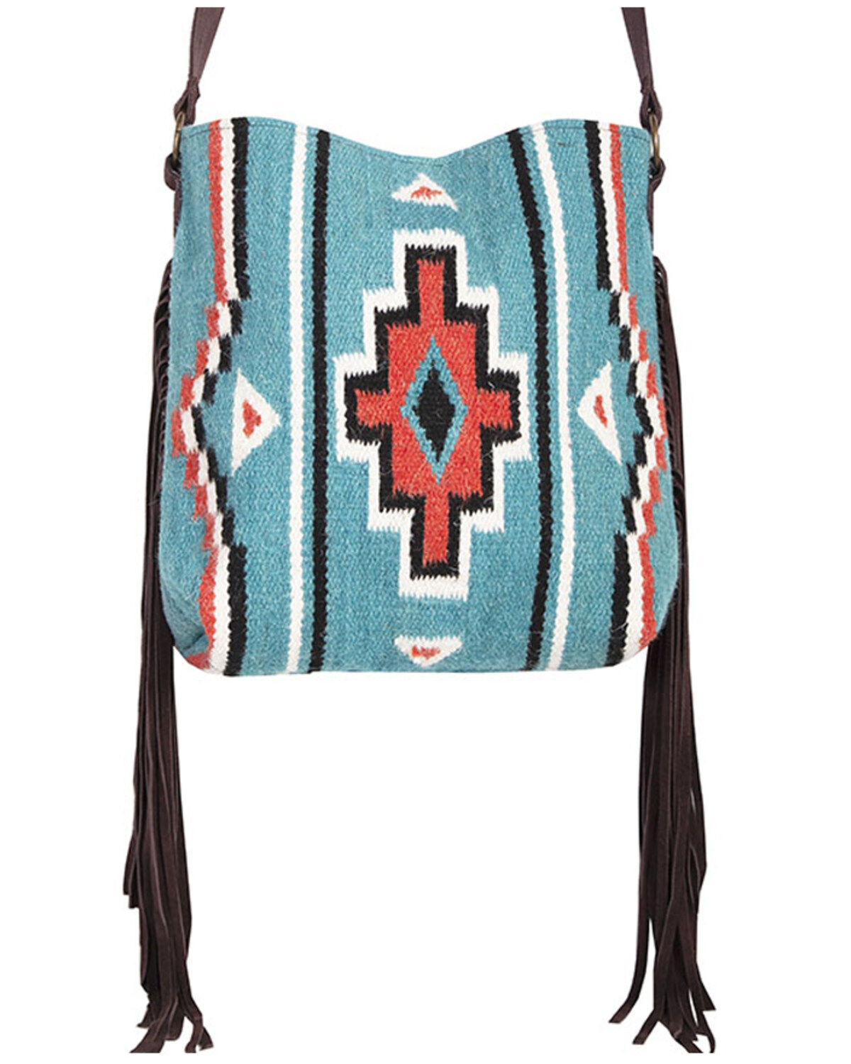 Scully Women's Southwestern Wool Shoulder Bag, Turquoise, hi-res