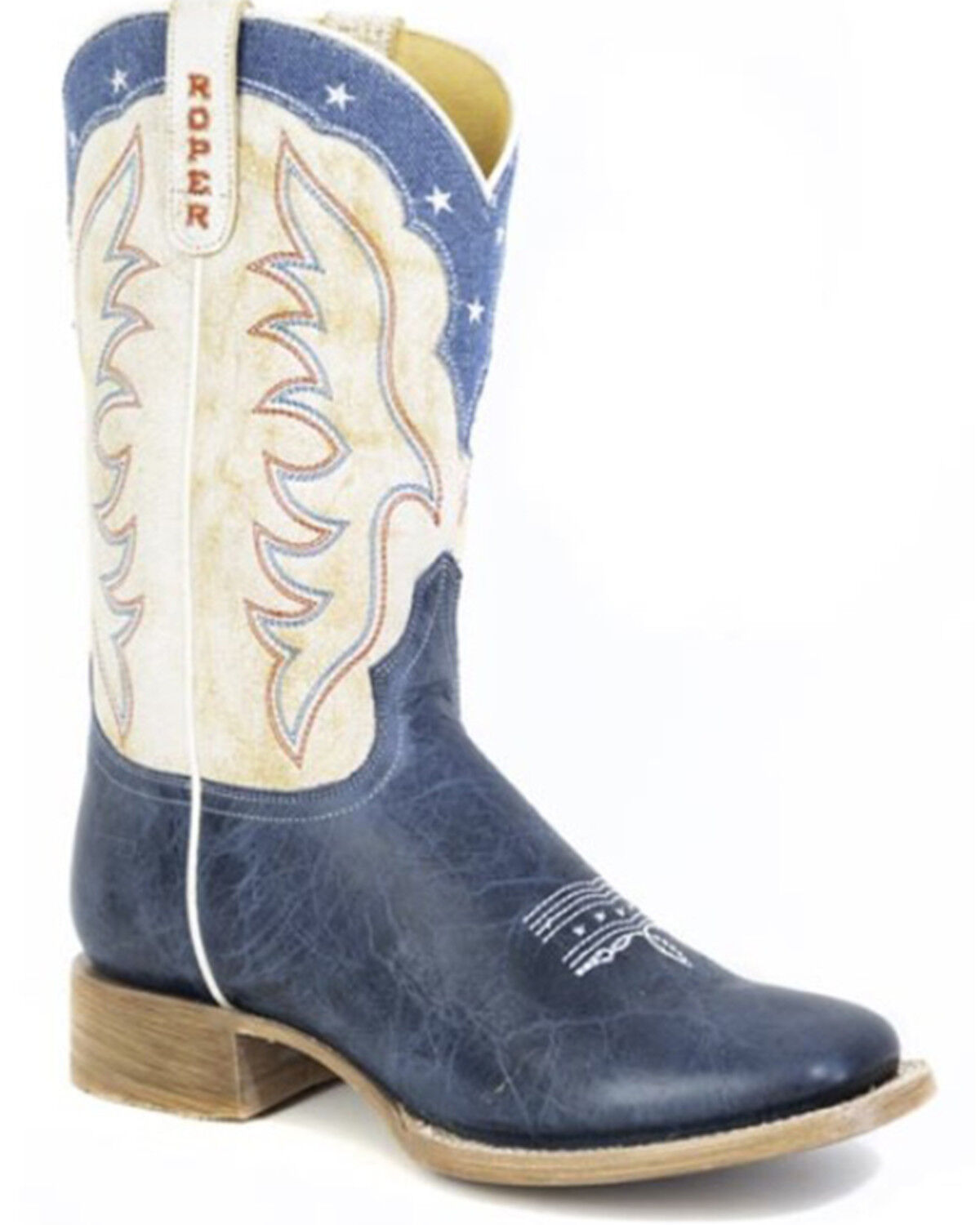 Image #1 - Roper Women's Americana Blue Western Boots - Broad Square Toe, Blue, hi-res