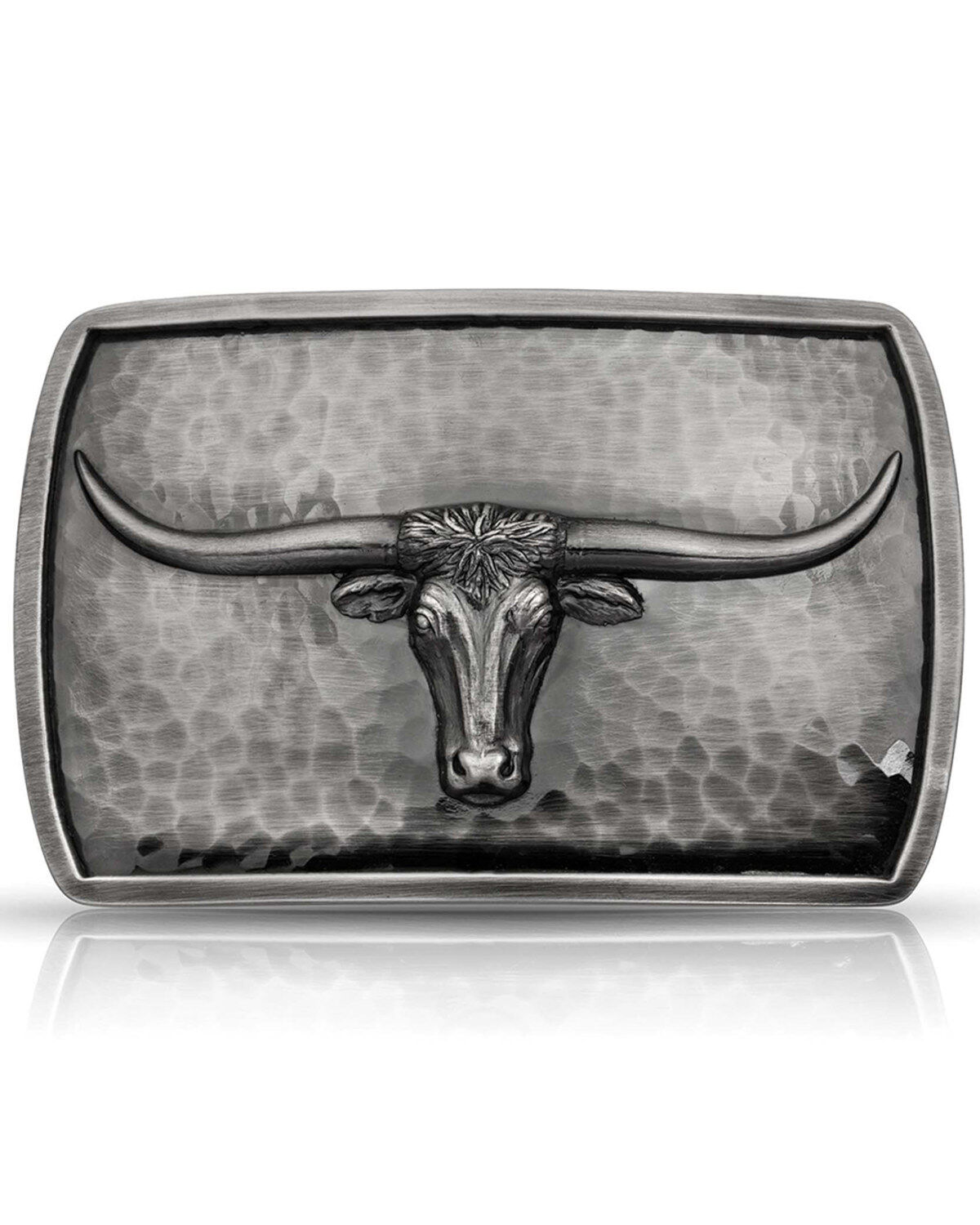 Montana Silversmiths Men's River Rock Cascade Longhorn Buckle, Silver, hi-res