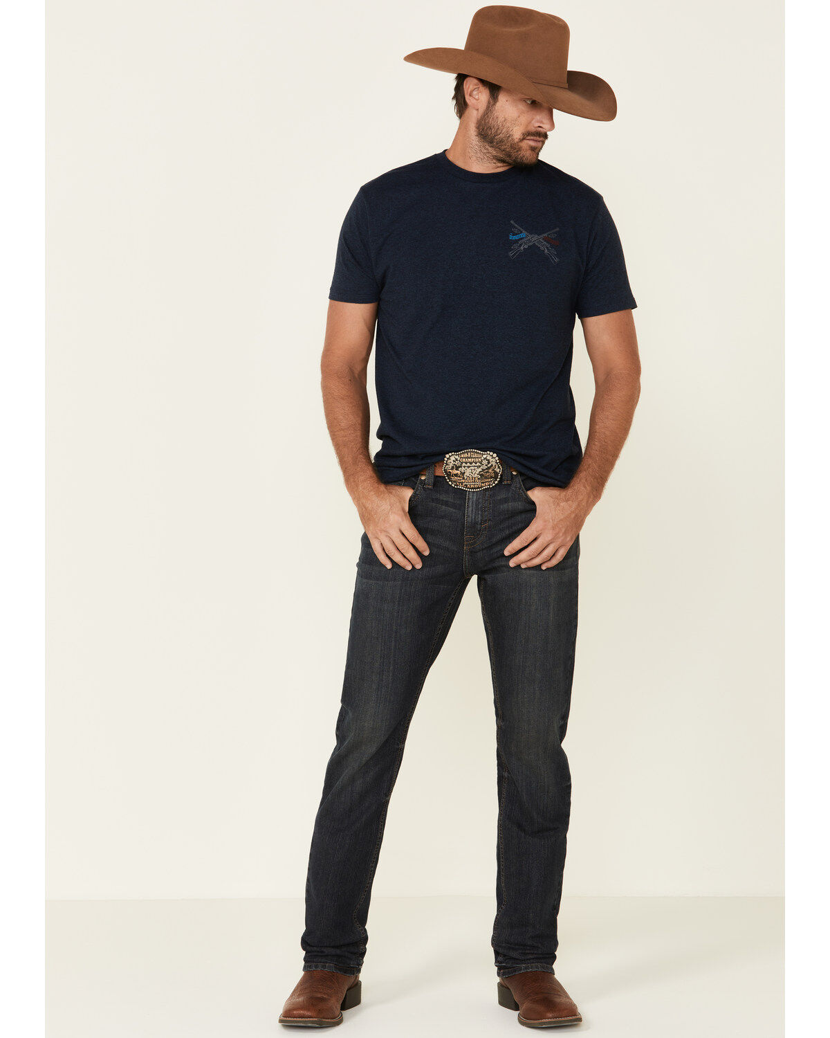 Cody James Men's Barn Sour Wash Jackson Slim Straight Stretch Denim Jeans, Blue, hi-res