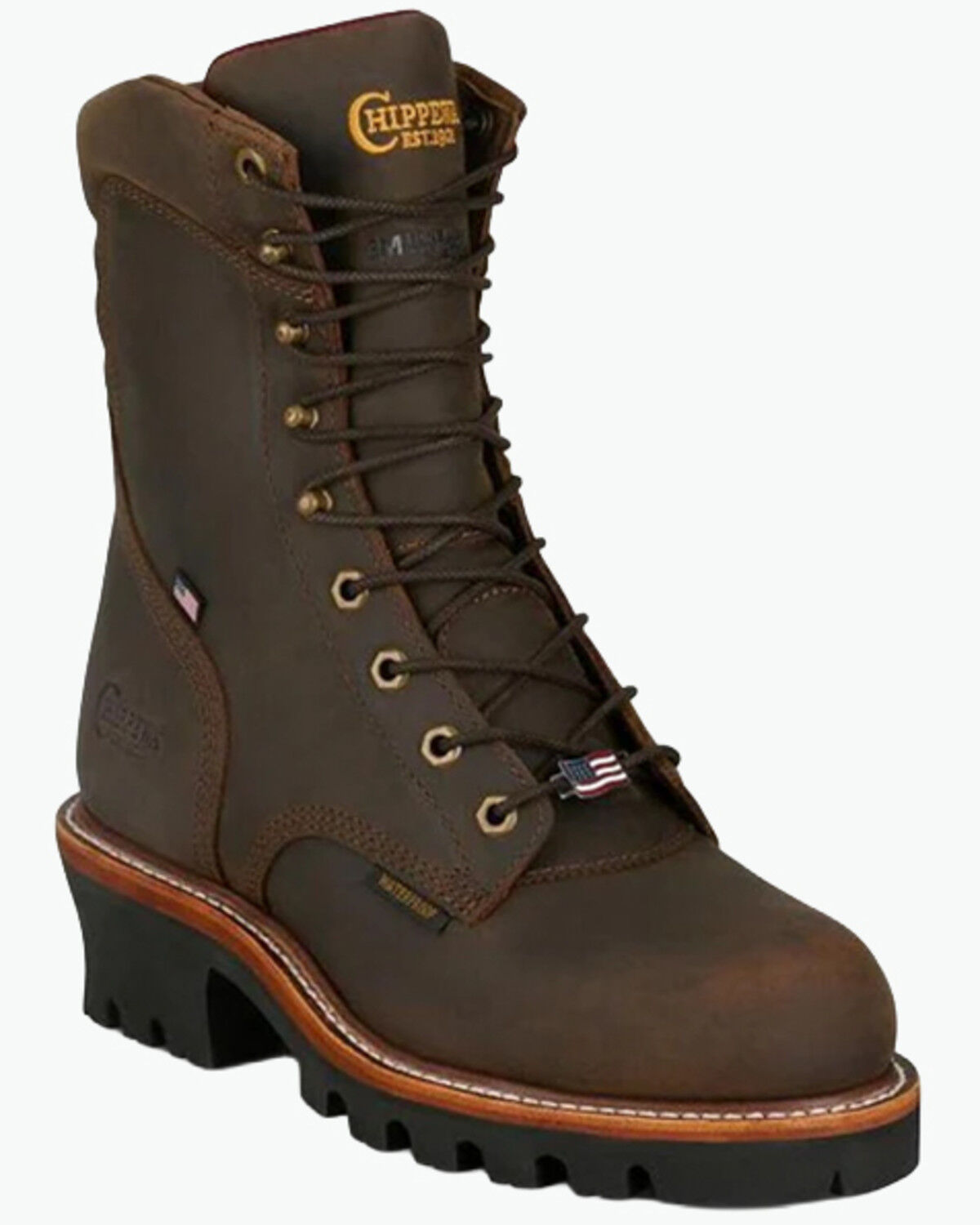 Image #1 - Chippewa Men's 9" Super Logger Waterproof Insulated Work Boots - Steel Toe, Brown, hi-res