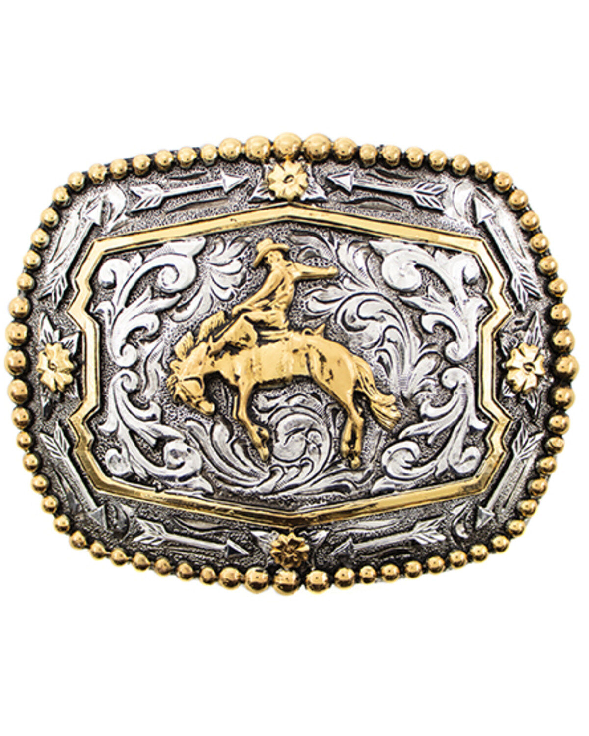 Cody James Men's Bronco Rider Beaded Edge Belt Buckle, No Color, hi-res