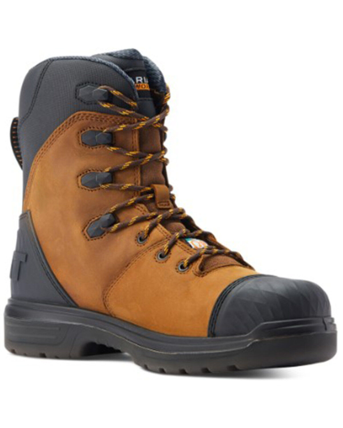 Ariat Men's Turbo Outlaw 8" Lace-Up Met Guard Work Boots - Carbon Toe, Dark Brown, hi-res