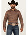 Image #1 - RANK 45&reg; Men's Trinidad Southwestern Print Long Sleeve Pearl Snap Stretch Western Shirt, Red, hi-res