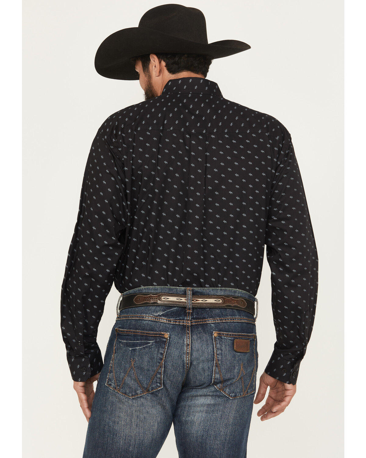 Image #4 - Cinch Men's Moose Print Long Sleeve Button-Down Western Shirt, Black, hi-res