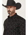 Image #2 - RANK 45&reg; Men's Stampede Diamond Geo Print Long Sleeve Button-Down Stretch Western Shirt, Black, hi-res