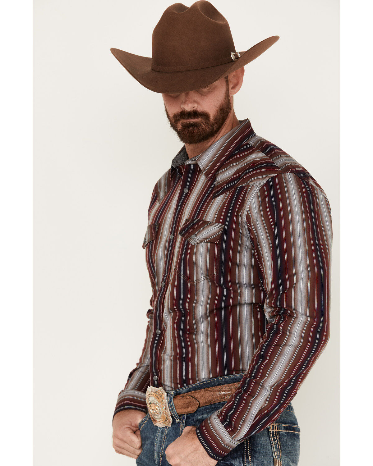 Image #2 - Moonshine Spirit&reg; Men's The Vault Long Sleeve Snap Western Shirt, Burgundy, hi-res