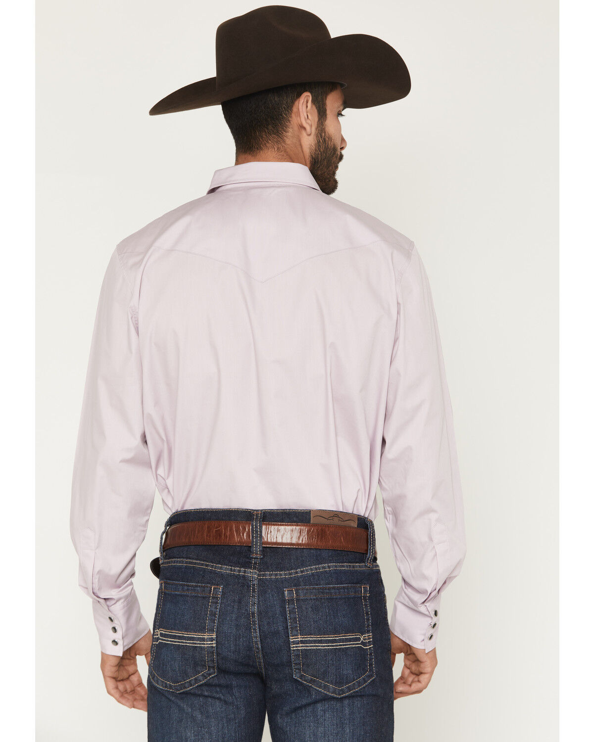 Image #4 - Gibson Trading Co Men's Solid Long Sleeve Snap Western Shirt, Lavender, hi-res