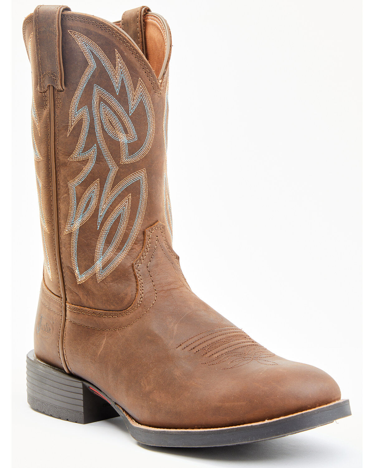 Image #1 - Justin Men's Stampede Rendon Western Boots - Round Toe, Pecan, hi-res