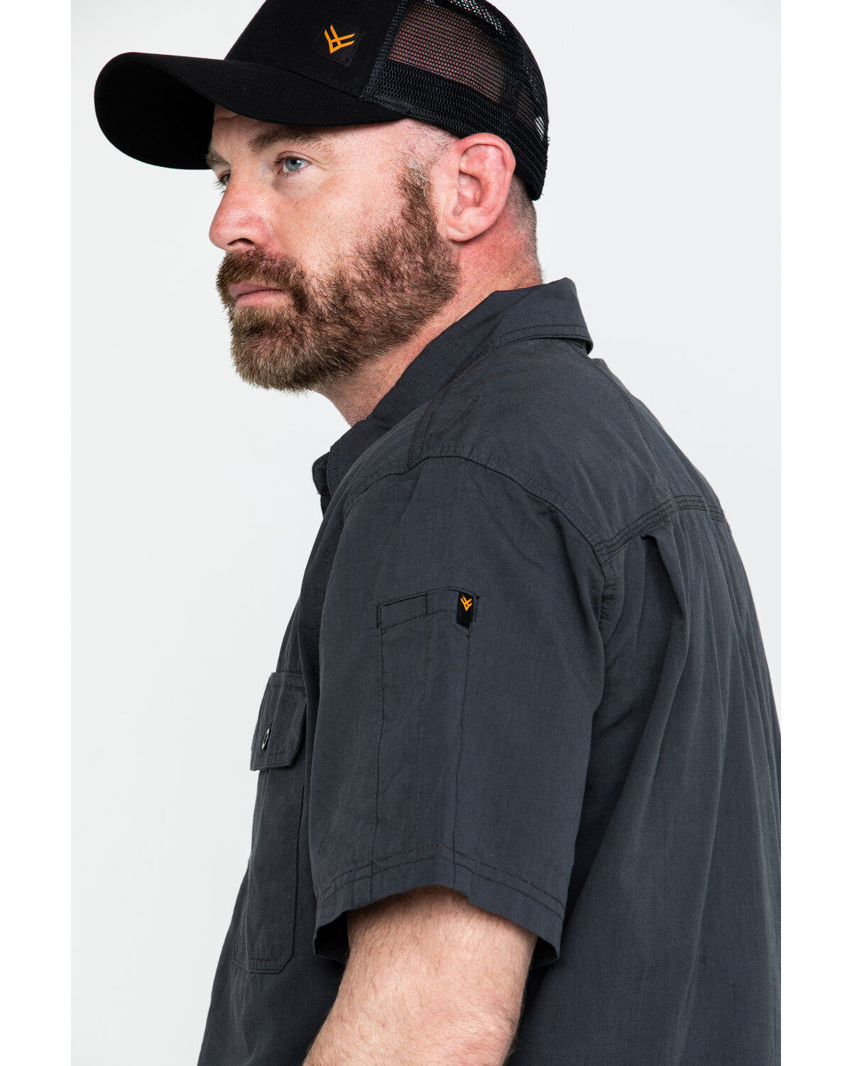Image #4 - Hawx Men's Charcoal Solid Yarn Dye Two Pocket Short Sleeve Work Shirt - Tall, Charcoal, hi-res