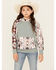 Image #1 - Hooey Girls' Southwestern Sleeve Hoodie, Blue, hi-res