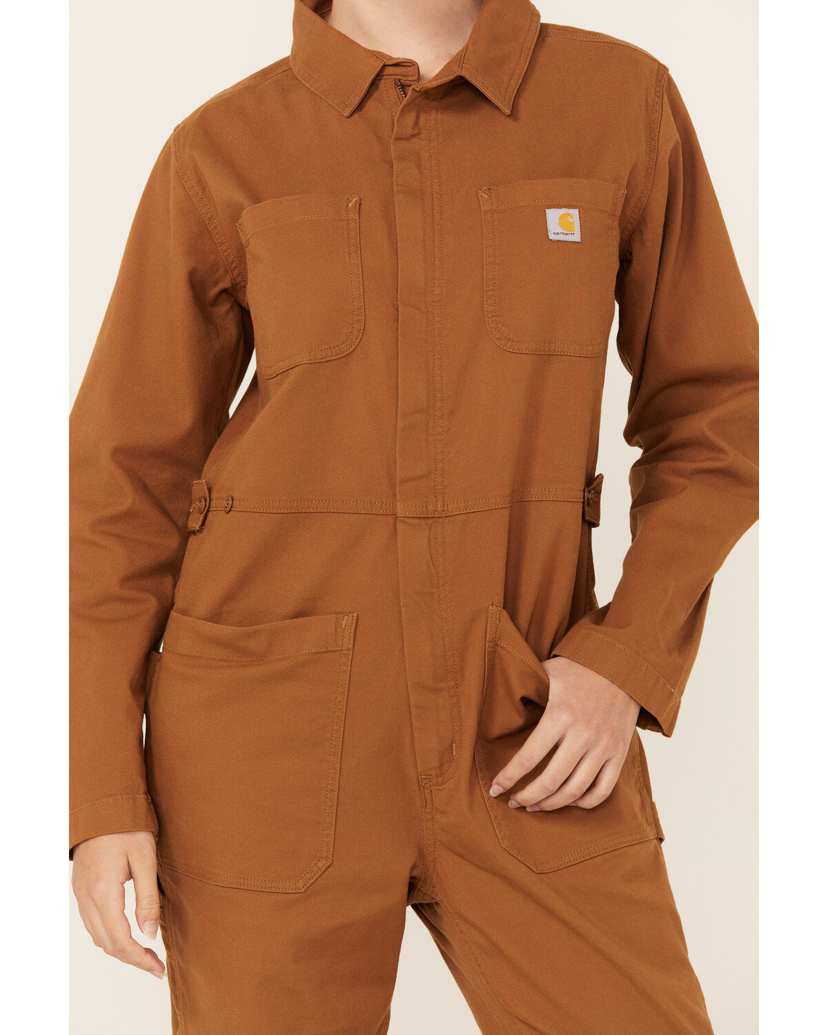 Image #3 - Carhartt Women's Rugged Flex&reg; Relaxed Fit Canvas Coveralls, Tan, hi-res