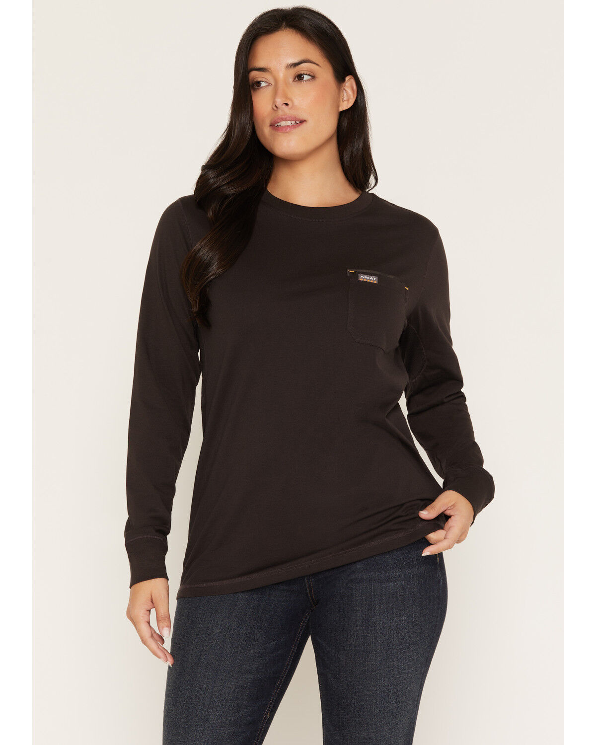 Ariat Women's Rebar Workman Long Sleeve Work Shirt, Brown, hi-res