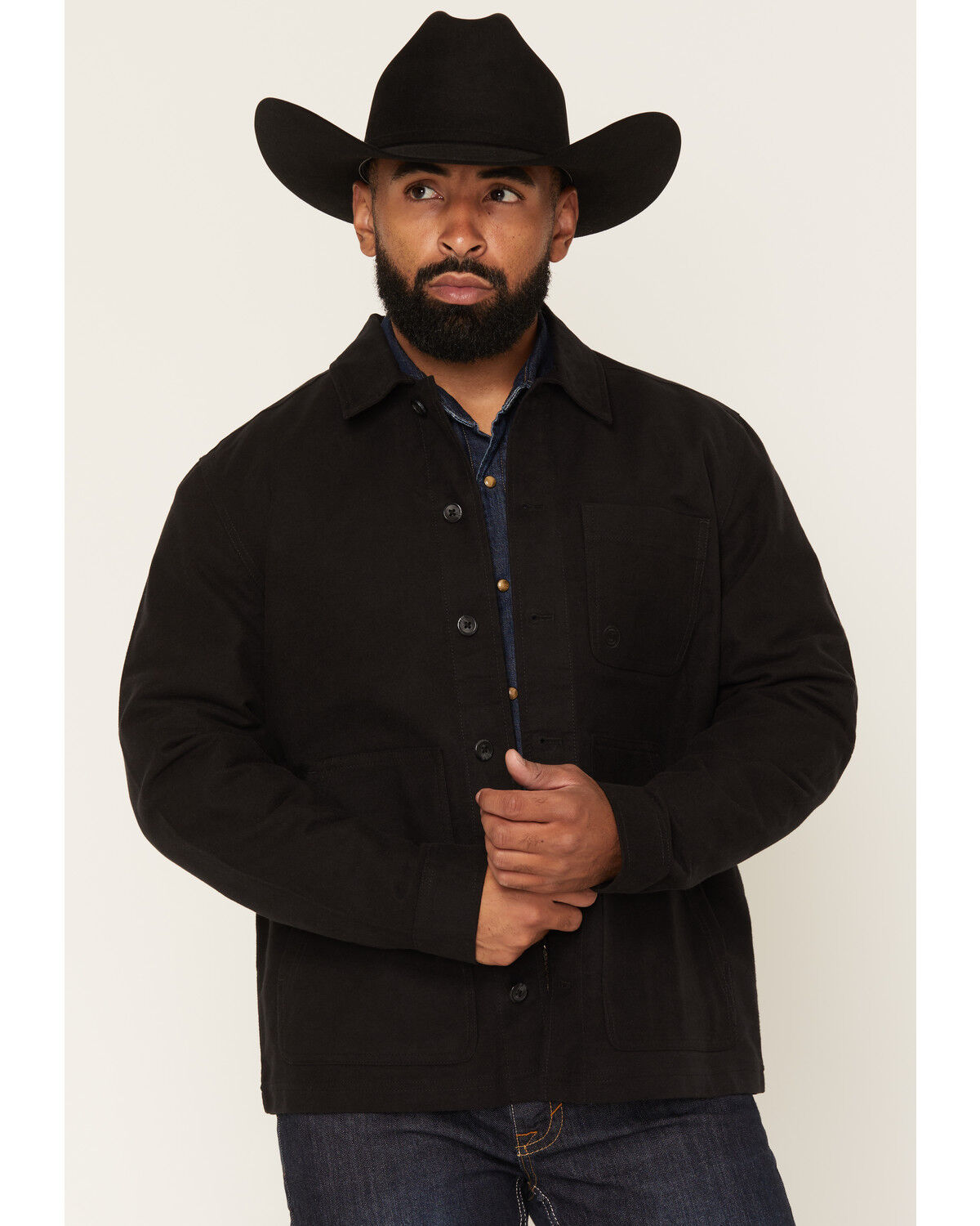 Cody James Men's El Paso Unlined Moleskin Chore Coat, Black, hi-res
