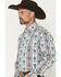 Image #2 - Wrangler Men's Checotah Southwestern Striped Long Sleeve Pearl Snap Western Shirt, Blue, hi-res