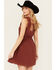 Image #4 - Cleo + Wolf Women's Birdy Open Back Mini Dress, Brandy Brown, hi-res