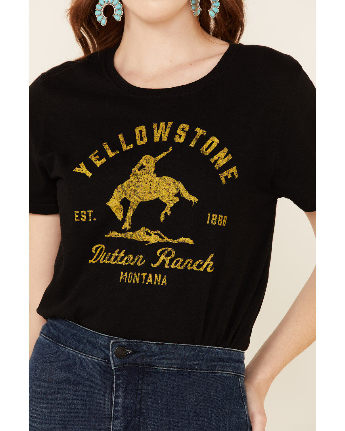 Image #3 - Paramount Network&rsquo;s Yellowstone Women's Dutton Ranch Graphic Short Sleeve Tee, Black, hi-res