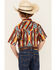 Image #4 - Rock & Roll Denim Boys' Southwestern Print Short Sleeve Snap Stretch Western Shirt , Red, hi-res