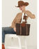 Image #1 - Shyanne Women's Amber Embossed Tote, Brown, hi-res