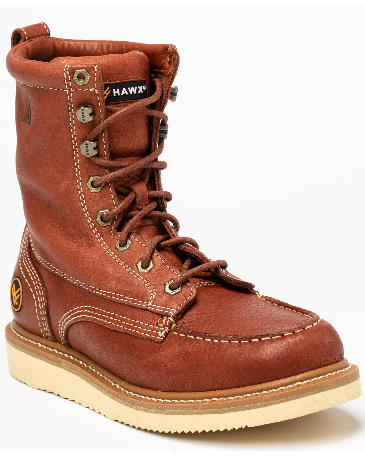 Hawx Men's 8" Lacer Wedge Work Boots - Soft Toe, Brown, hi-res