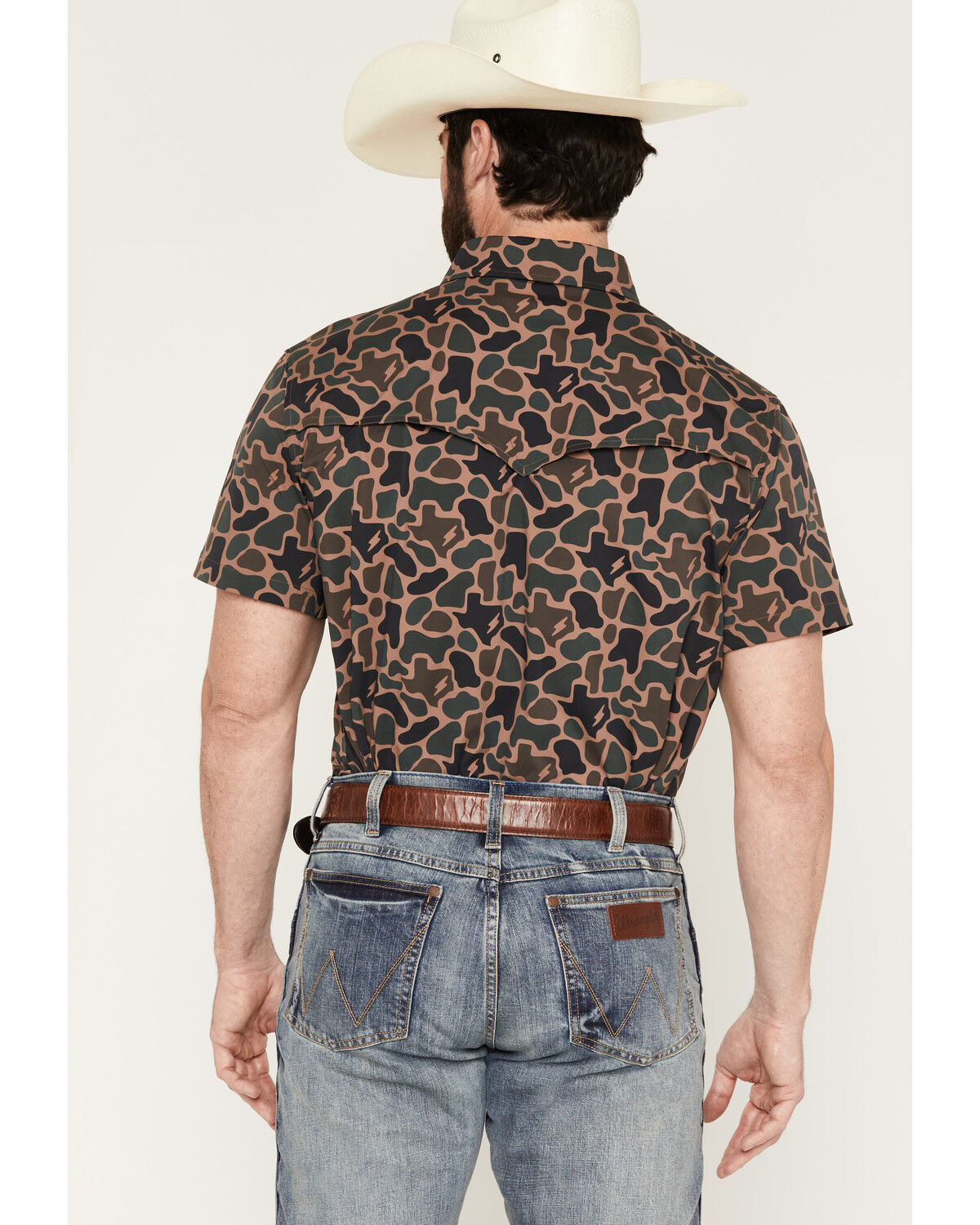 Image #4 - Rock & Roll Denim X Koe Wetzel Men's Camo Print Short Sleeve Snap Stretch Western Shirt, Camouflage, hi-res