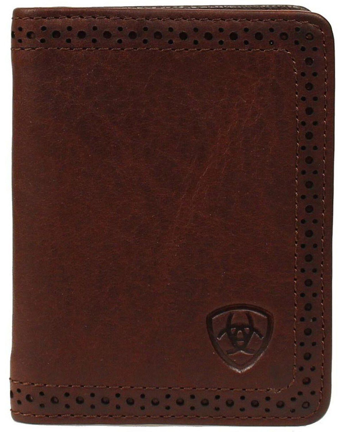 Image #1 - Ariat Men's Leather Bi-Fold Flipcase Wallet, Copper, hi-res