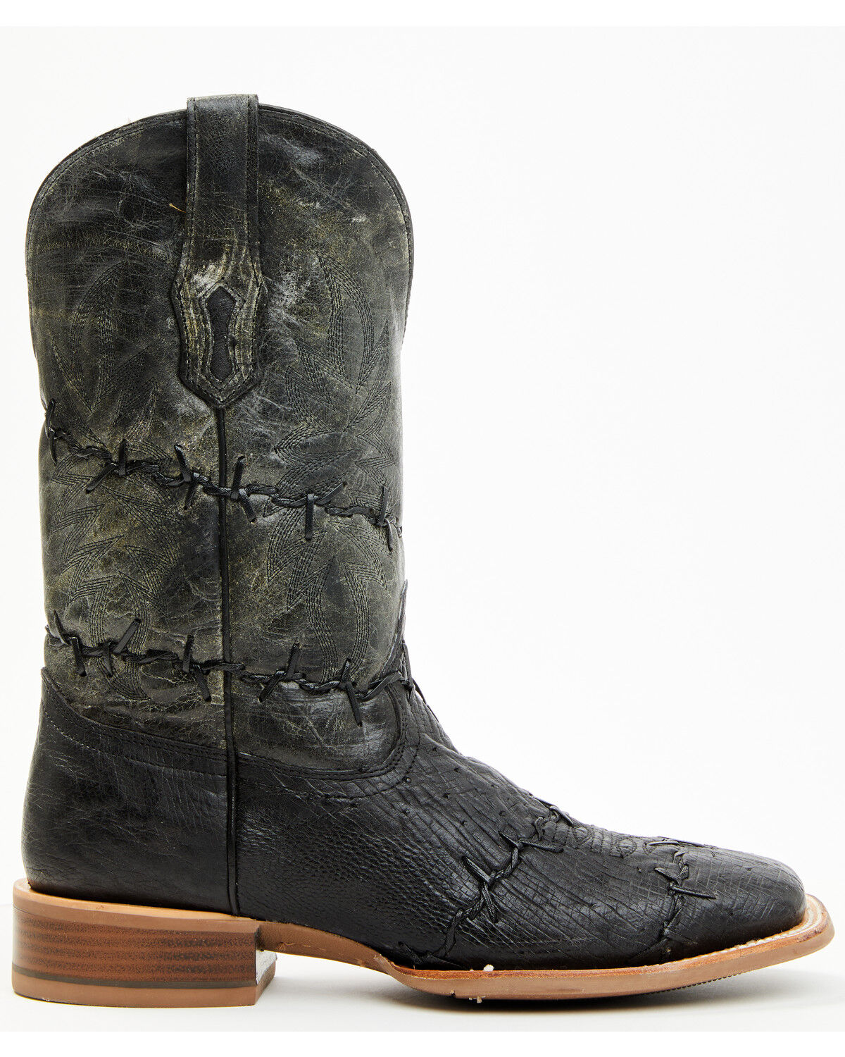 Image #2 - Corral Men's Exotic Ostrich Barbed Wire Western Boots - Broad Square Toe, Black, hi-res