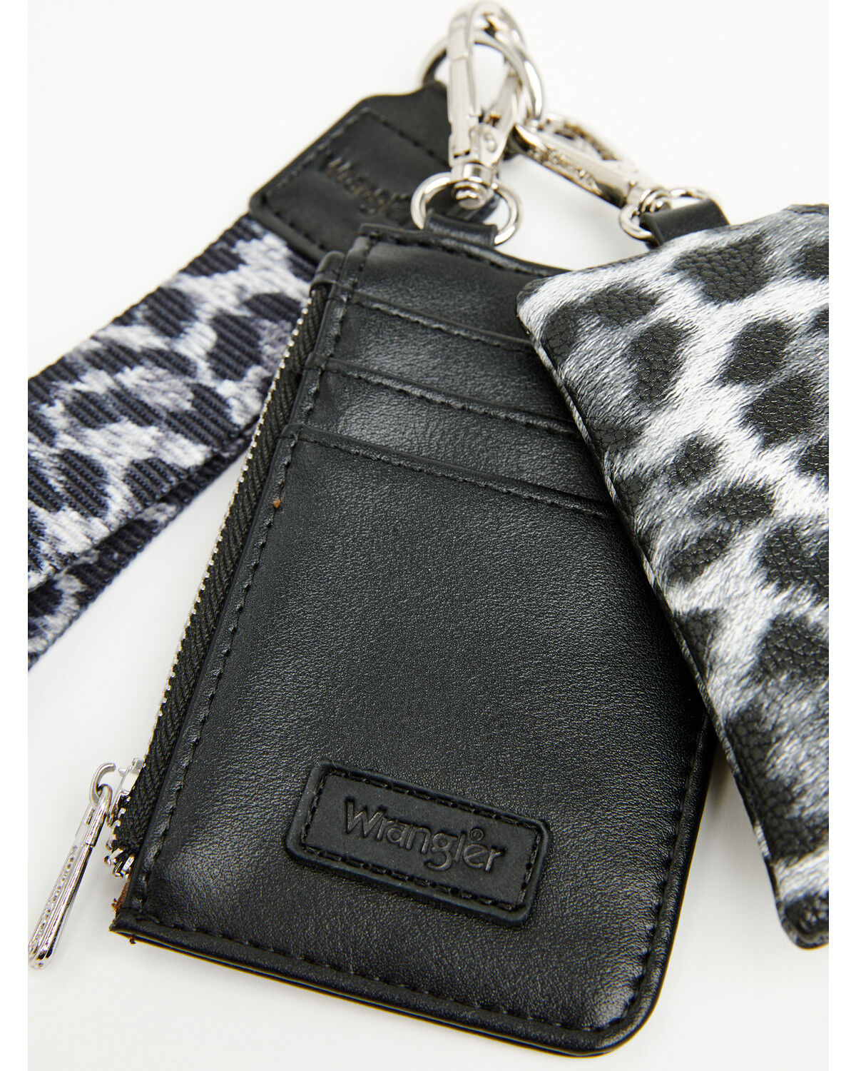 Image #3 - Wrangler Women's Boot Barn Exclusive Leopard Print Keychain Coin Wallet, Black, hi-res