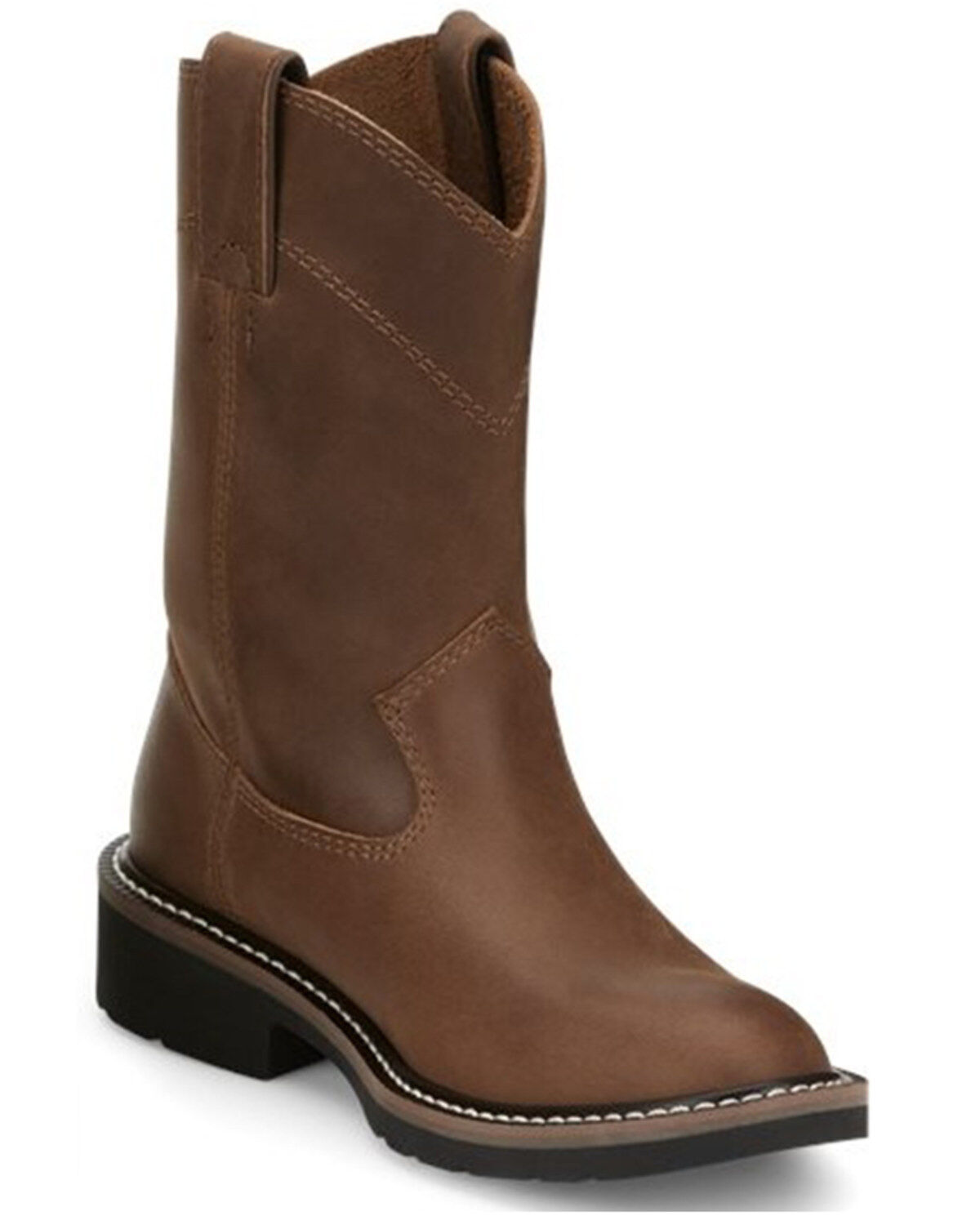 Justin Boys' Roper Western Boots - Round Toe, Brown, hi-res
