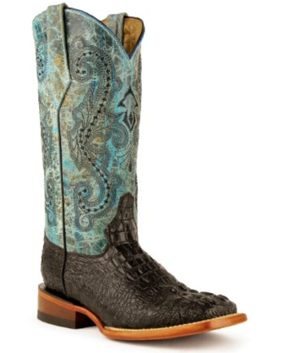 Ferrini Women's Caiman Tail Print Western Boots, Black, hi-res