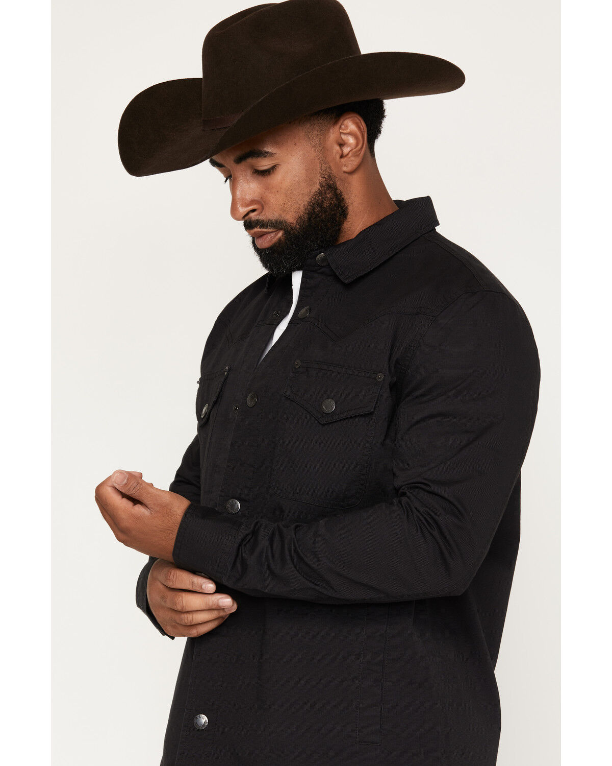 Image #2 - Moonshine Spirit&reg; Men's Thunder Solid Snap Shirt Jacket, Black, hi-res
