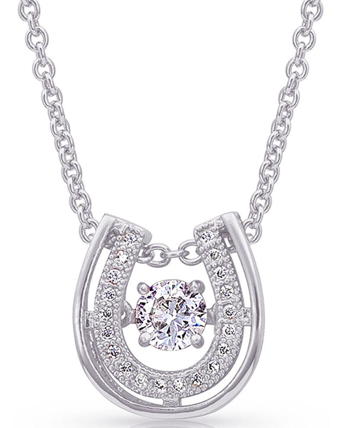 Montana Silversmiths Women's Dancing With Luck Horseshoe Necklace, Silver, hi-res