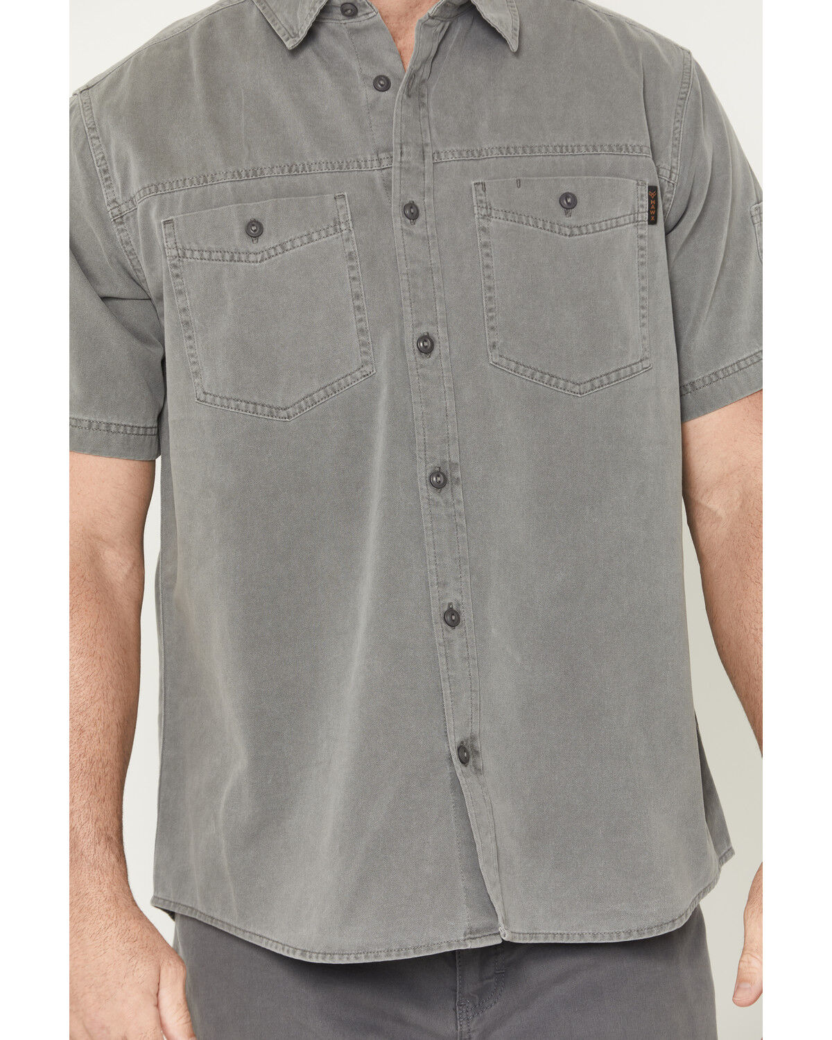 Image #3 - Hawx Men's Burr Solid Short Sleeve Button-Down Woven Work Shirt, Light Grey, hi-res